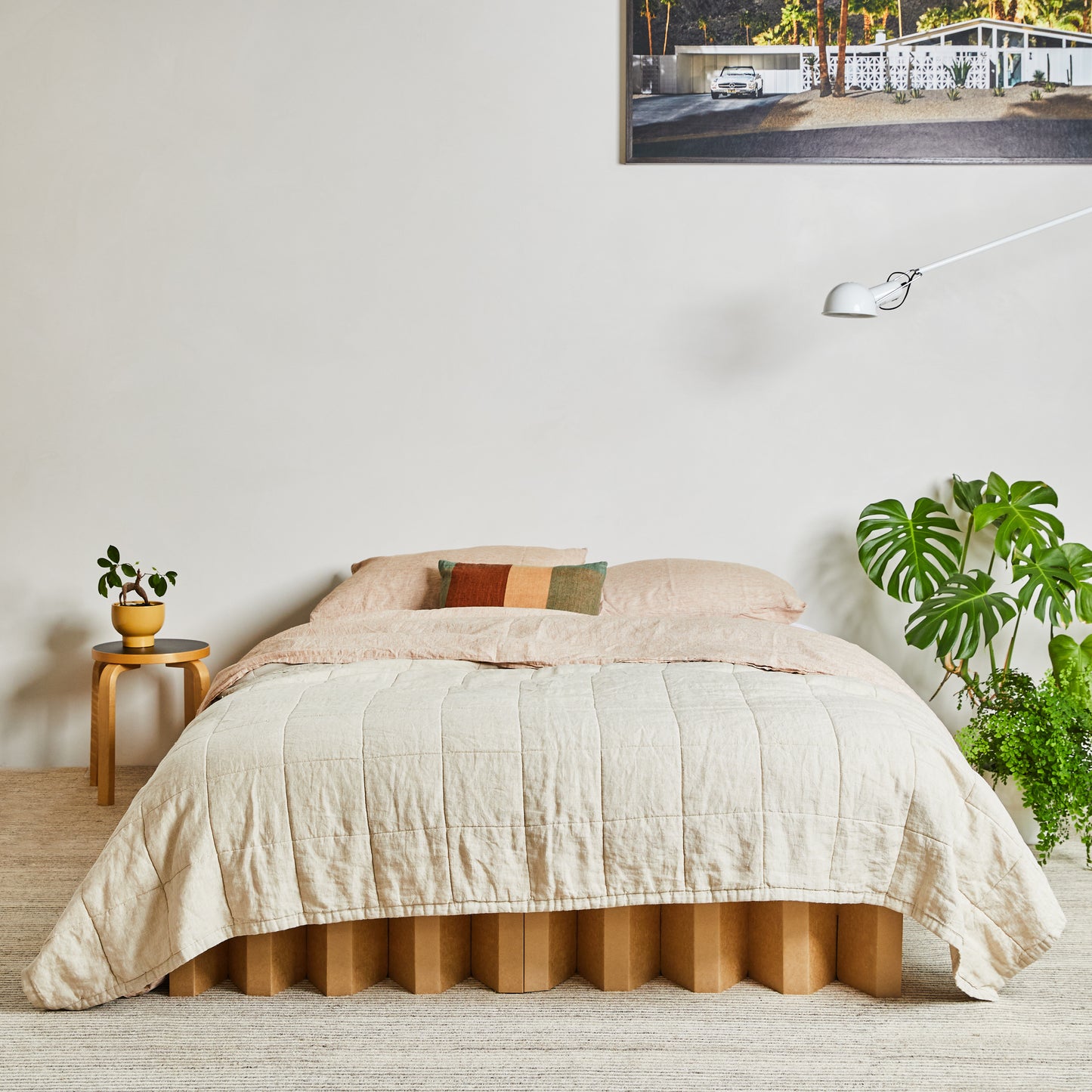 Yona Cardboard Bed in natural minimal finish